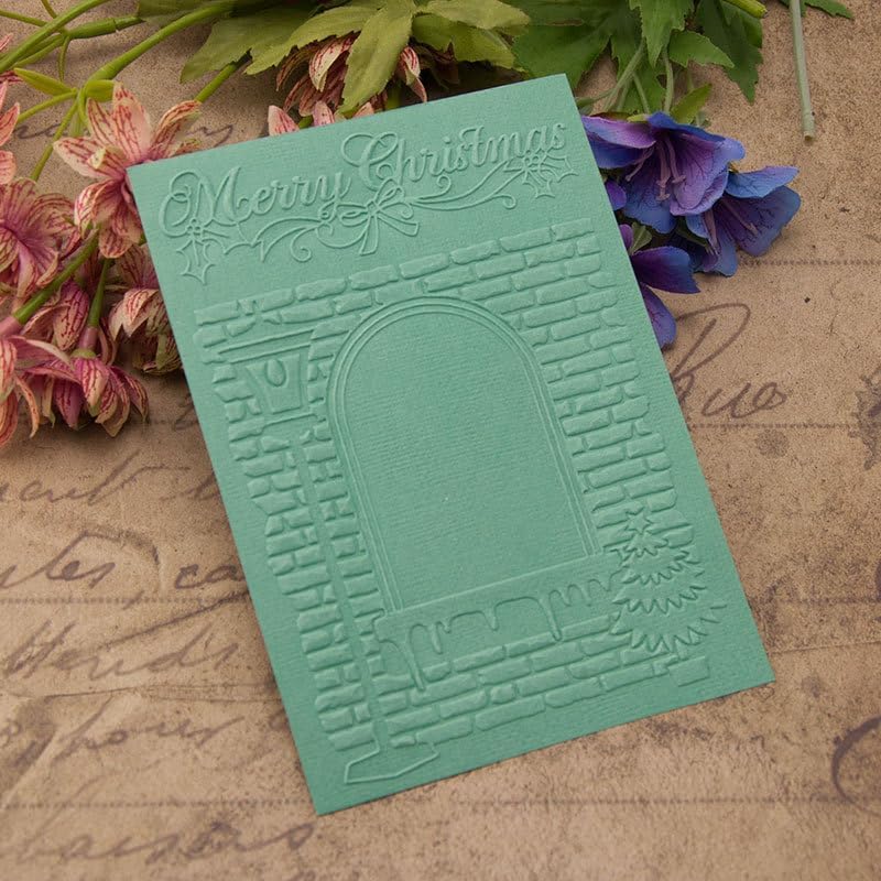 Arbuya Christmas Deck The Hall Plastic Embossing Folders for Card Making or Journaling Wall Bricks DIY Template Photo Album Paper Handmade Scrapbooking Craft Decoration Mold - Image 3